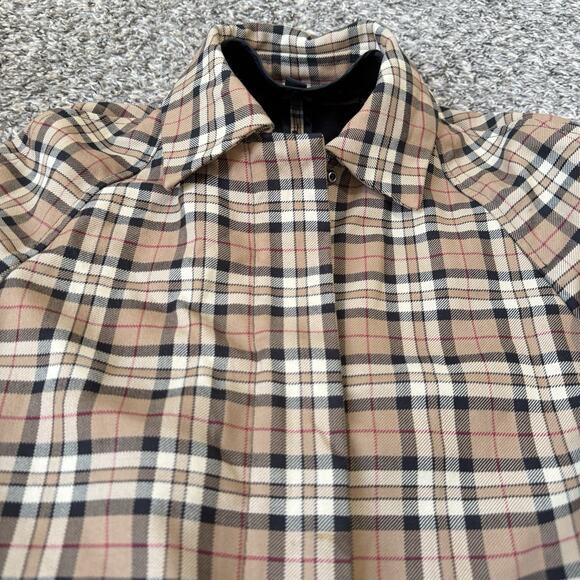 Express Womens Brown Nova Check Plaid Longline Coat Jacket Wool Blend 5/6 Small - Picture 8 of 8